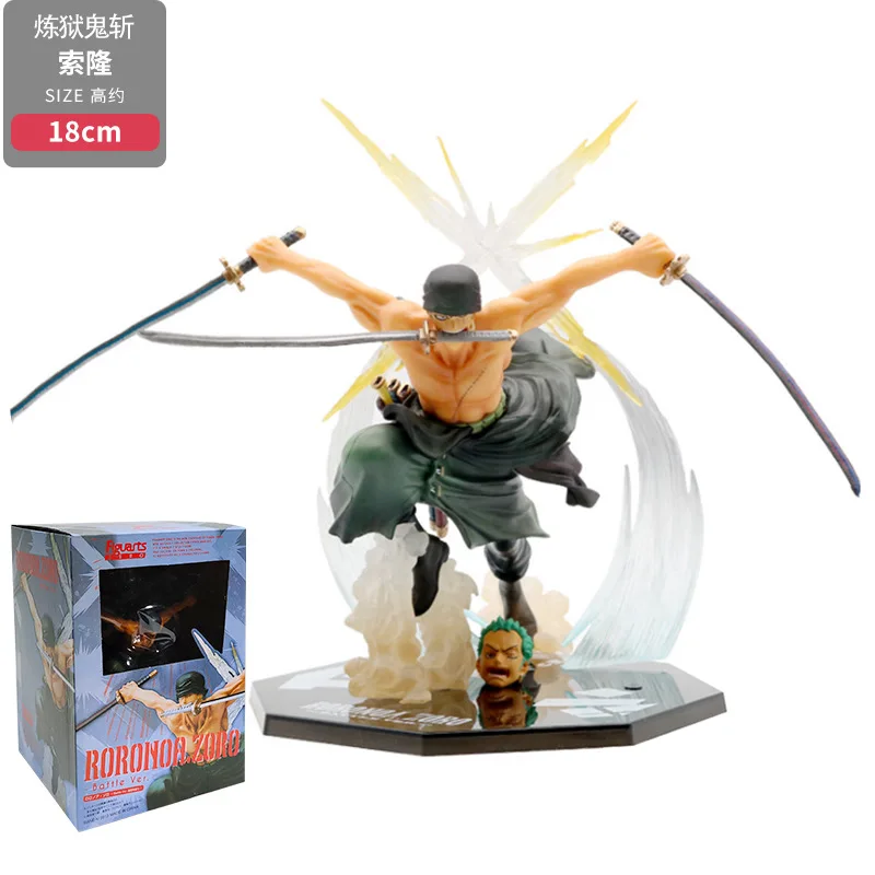 

One Piece Anime Figure Purgatory Demon Slayer Zoro Exchangeable Head Doll Decoration Zoro Figure Living Room Bedroom Decoration