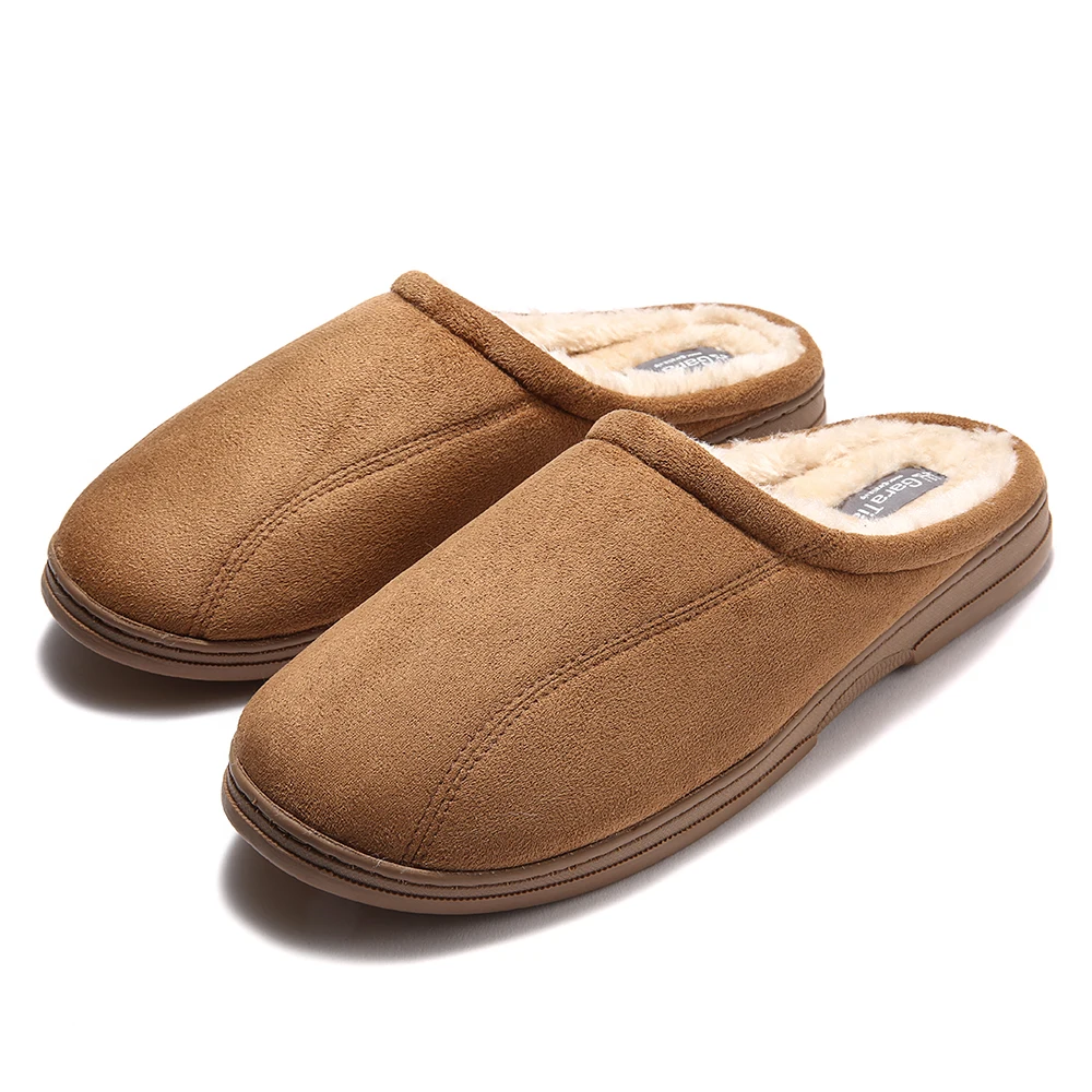 Мужские пушистые уютные тапочки без шнуровки зимняя домашняя обувь для дома и