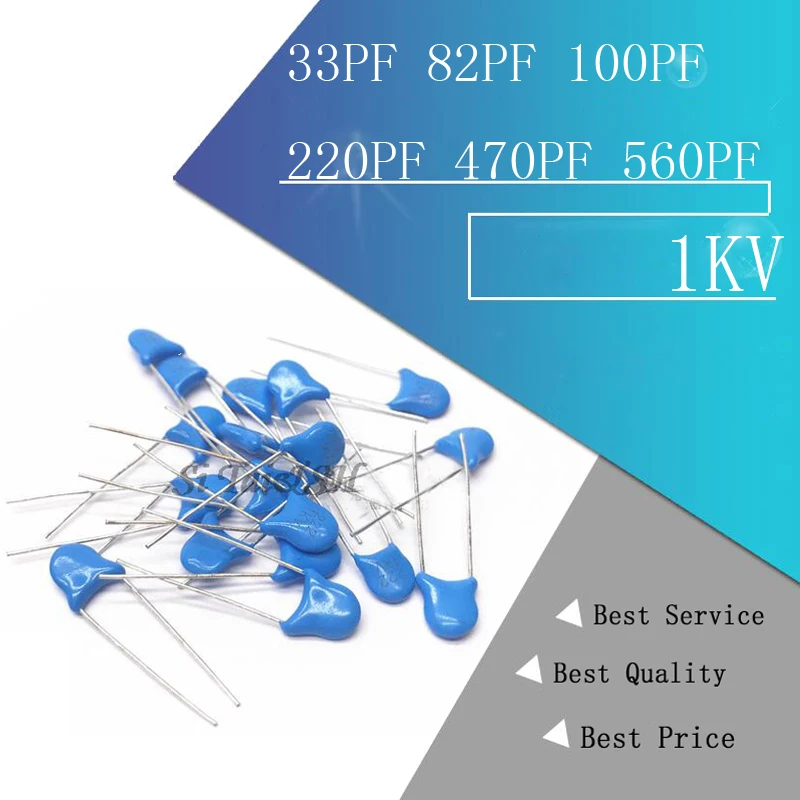 20 шт. керамический конденсатор высокого напряжения 1KV 33PF 82PF 100PF 220PF 470PF 560PF 1NF 2.2NF 4.7NF