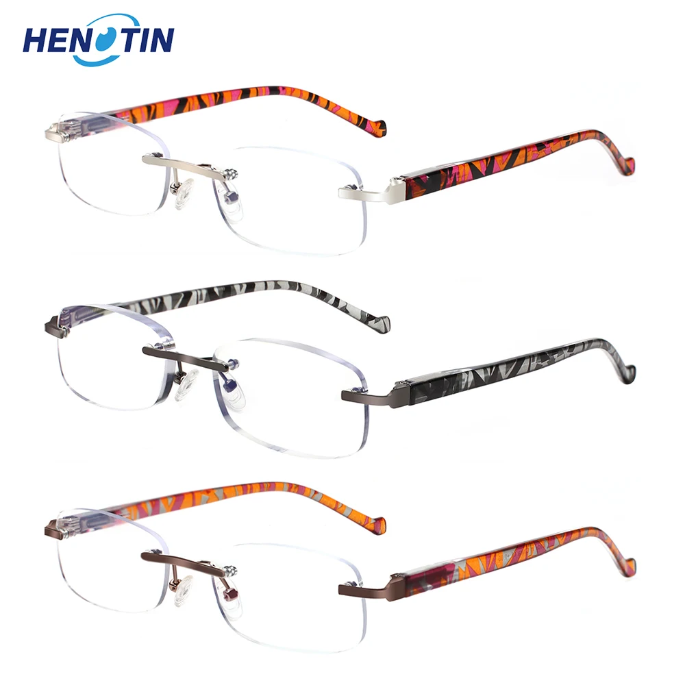 

Henotin 3 Pack High Quality Rimless Blue Light Blocking Computer Glasses For Men and Women Anti-Fatigue HD Goggles Diopter 0-400