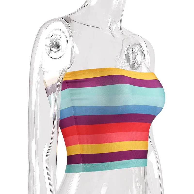 2020 летний женский Цветной полосатый жилет с запахом на груди сексуальная