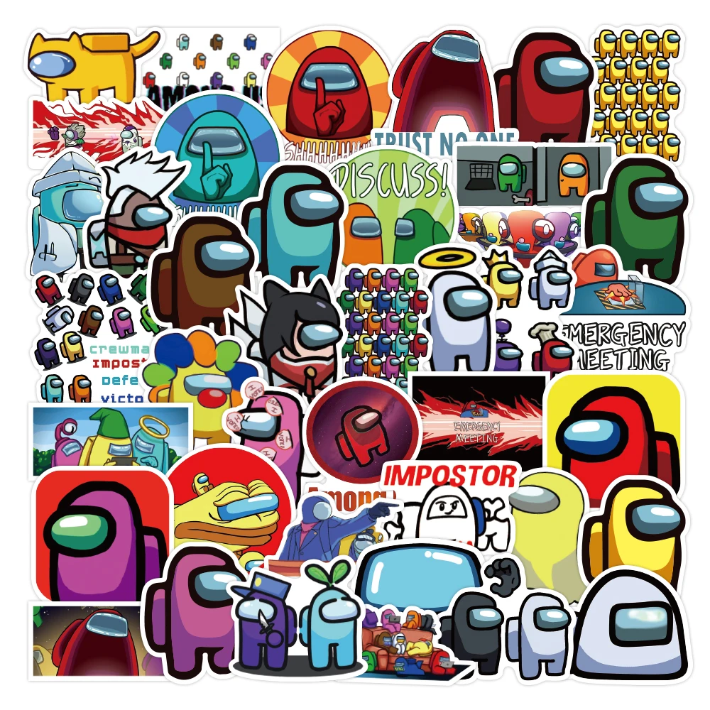 

50pcs/pack Hot sale Game Among Us Graffiti Stickers For Notebook Motorcycle Skateboard Computer Mobile Phone Decal Cartoon Toy