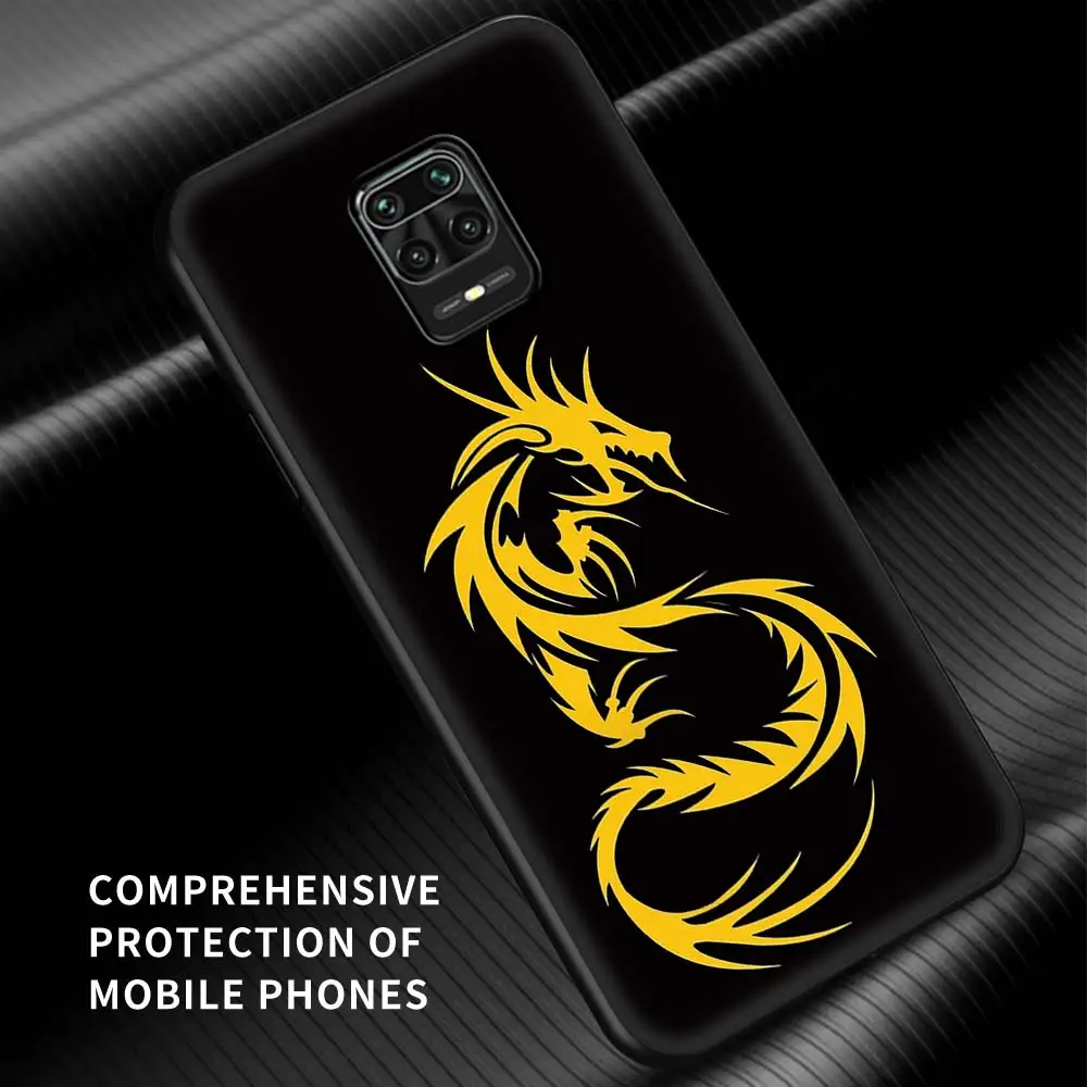 

Phone Case for Xiaomi Redmi Note 9S 8T 9 Pro 9A 7 8 K30 7A 8A 9C 9i 10X 6A 4G Soft Black Shell Cover Black Dragon Cool