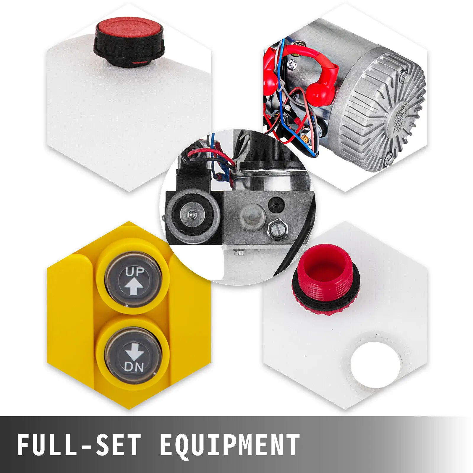 

12V Hydraulic Pump, Double Acting Single Solenoid Trailer Hydraulic Pump, 8 Plastic Tank Electric Hydraulic Pump