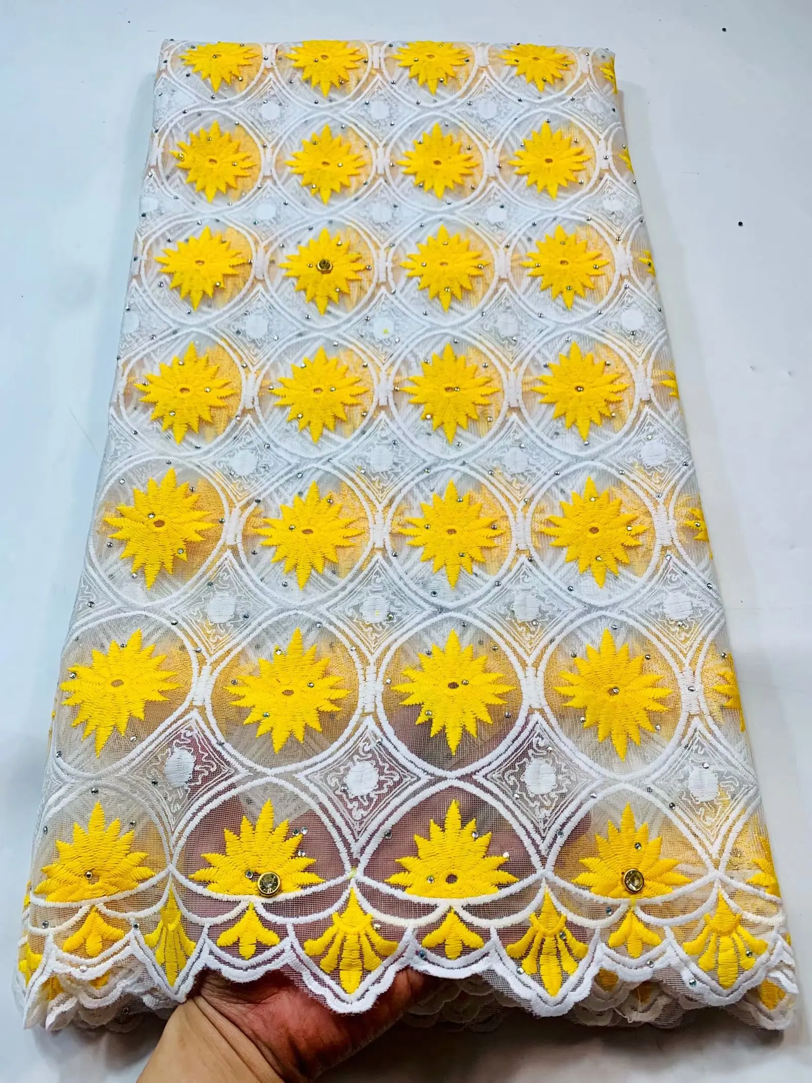 

XSN14 Wholesale embroidered French lace with stones,good quality African tulle lace for lady dress