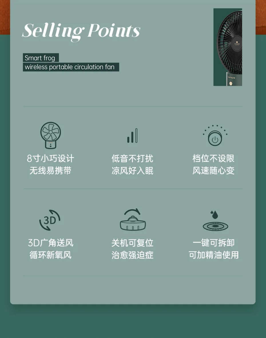 

New desk fan circulating fan usb rechargeable household dormitory electric fan portable silent shaking head desktop fan