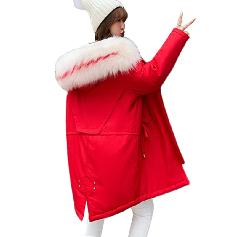 2020 зимний длинный пуховик Женская парка с капюшоном большим меховым воротником
