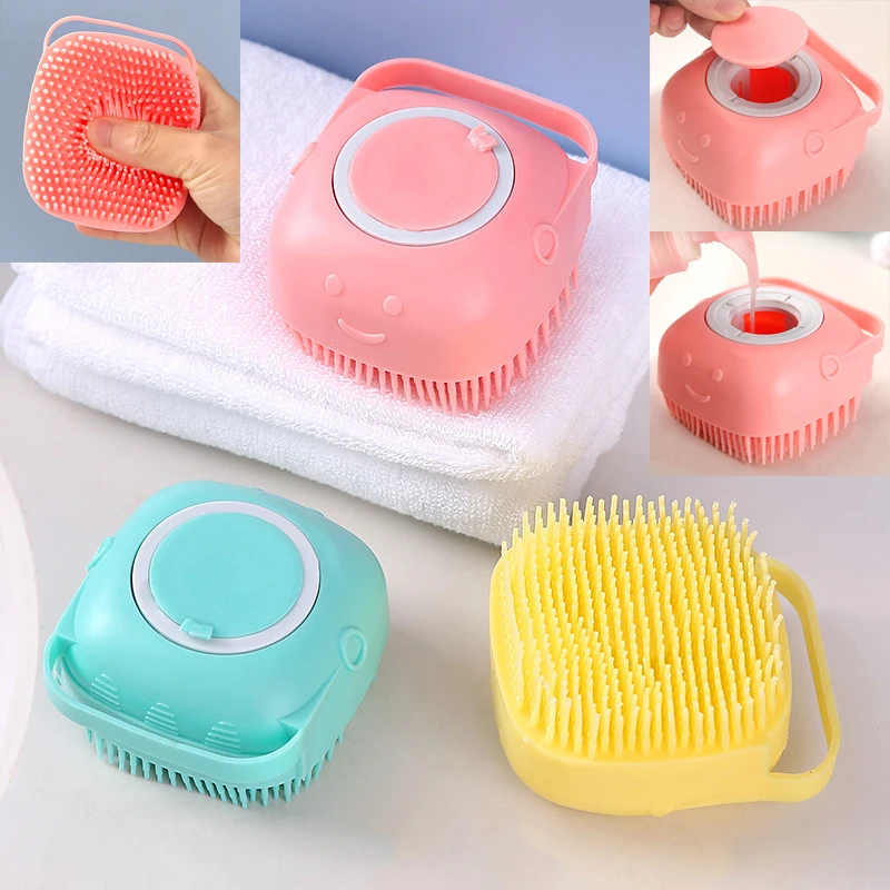 

Pet baby Massage Shampoo Bath Brush Cat dog Comb Grooming Scrubber Brush Soft Safety Silicone Brushes Combs Accessories