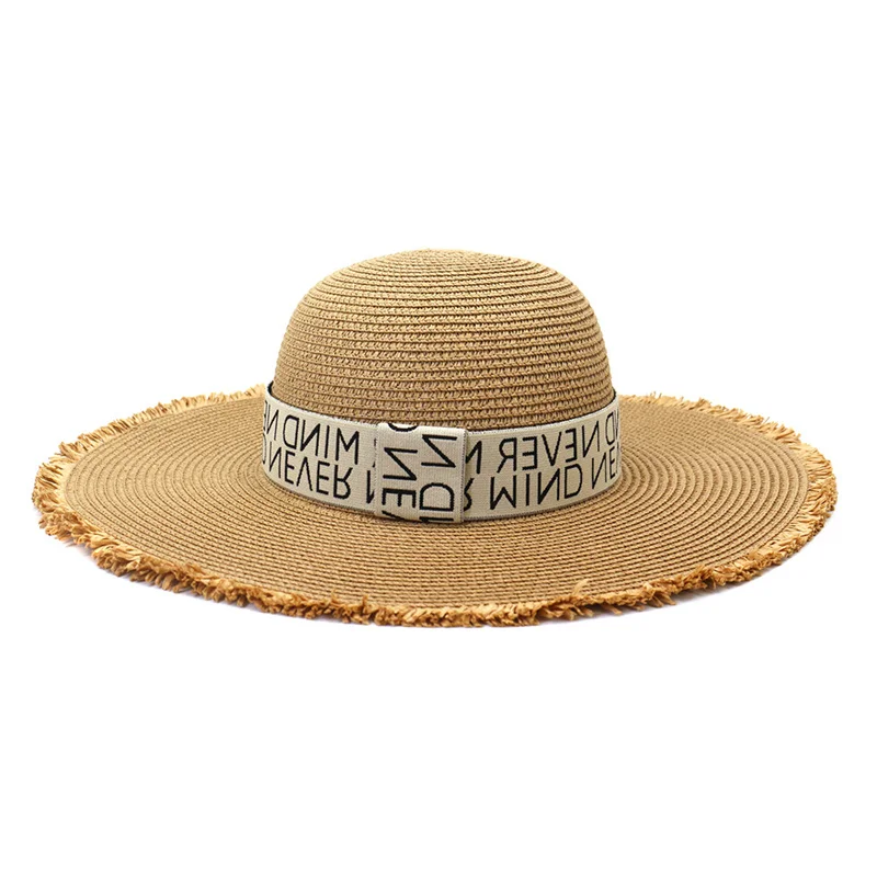 

Women Hat Summer Sun Hats Big Brim 11cm Dome Khaki Ribbon Beach Straw Hat Bucket Outdoor Accessories Sun Hat Sombreros De Mujer