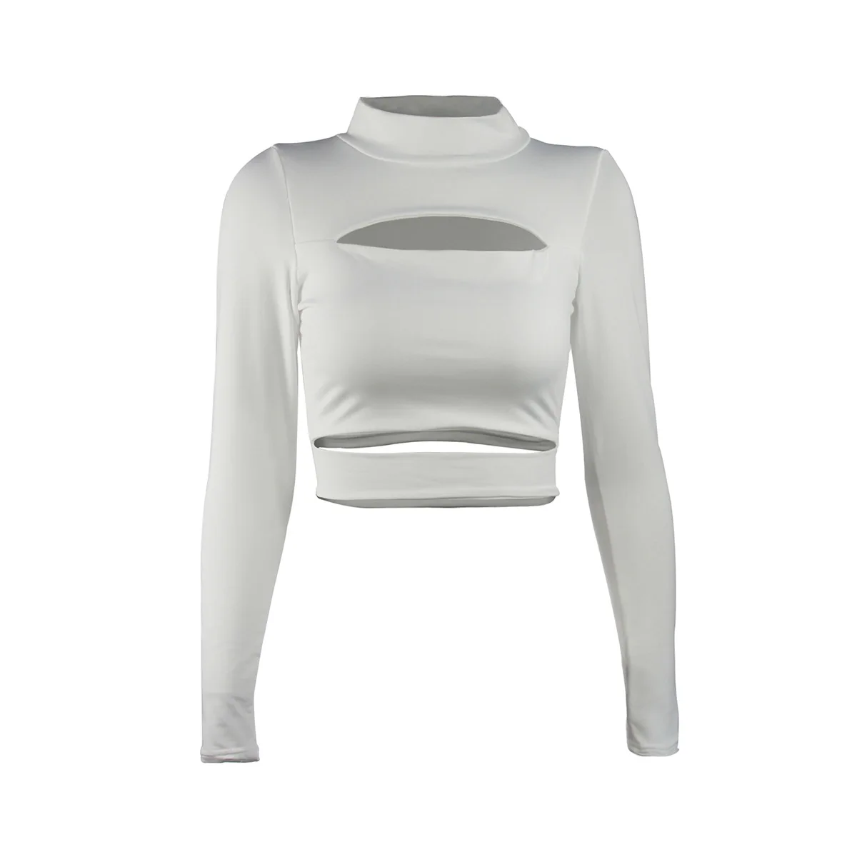 

2021 Sexy Hollow Long-Sleeved Women's Turtleneck Top Woman Tshirts Women Fashion Tops