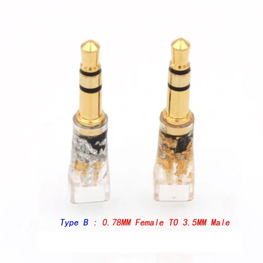 B-- 0.78mm to 3.5mm Haldane пара позолоченный MMCX/. 78 мм Женский до 3,5 мм штепсельный преобразователь, адаптер для t1 t5p D600 D7100 Z1 Z1R FOCAL ELLEAR наушники - Цвет: B-- 0.78mm to 3.5mm
