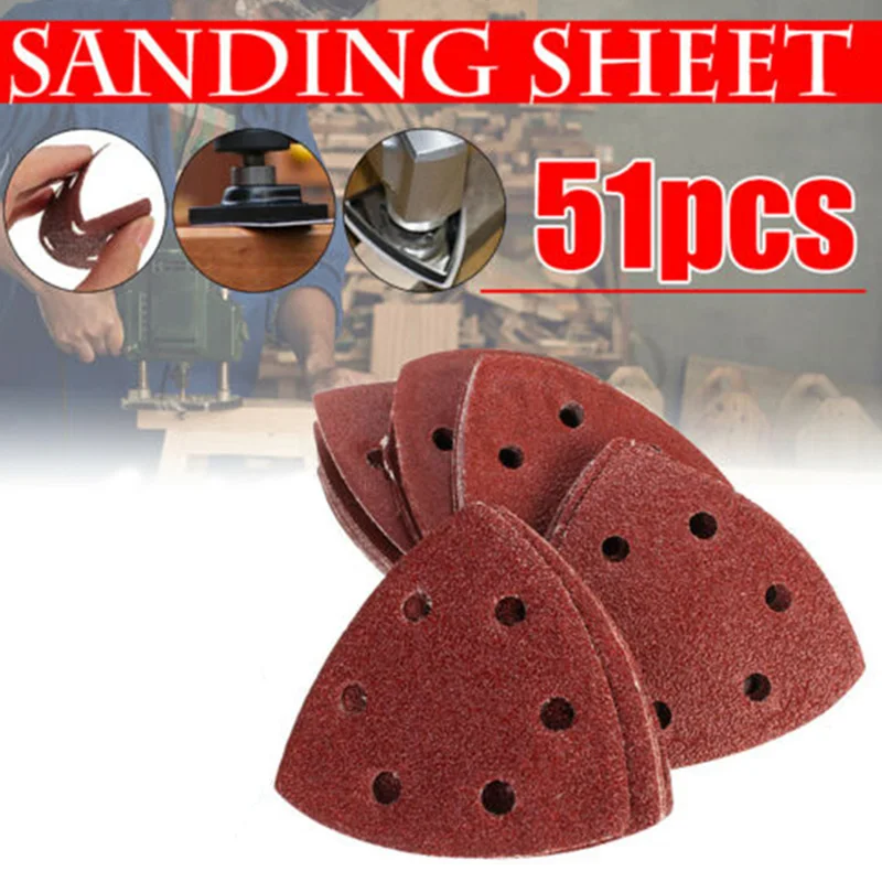 

50x Sanding Sheets Discs 40-180 Grit Triangle Sander Grinder Paper Pads 90mm