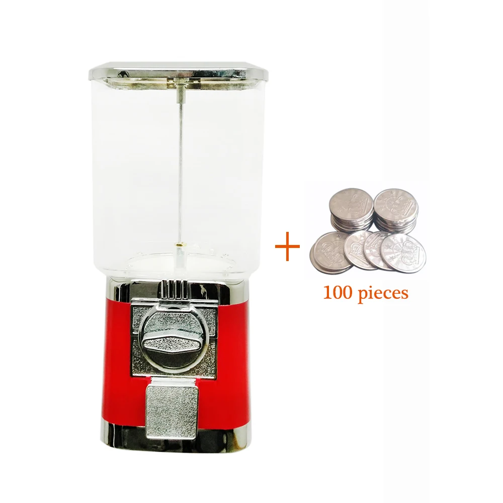 Candy dispenser gum ball vending machine capsule toy rubber bouncy ball vending machine with 100 pcs tokens