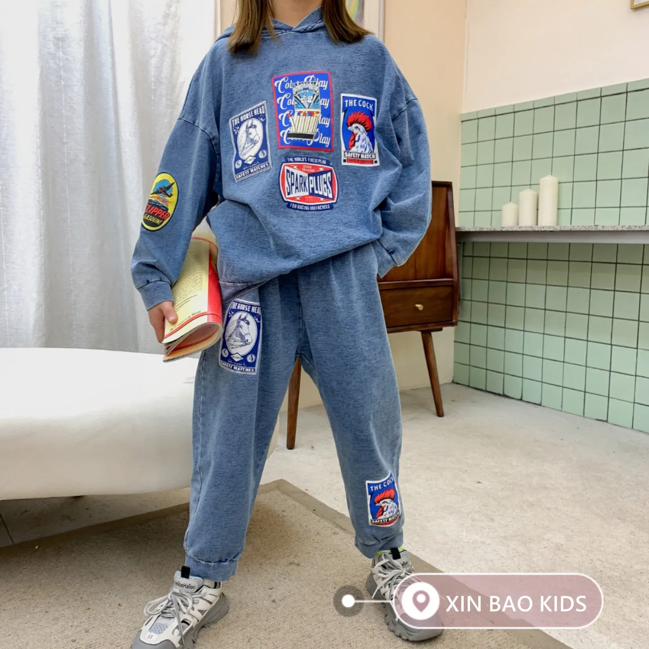 Детская одежда весна 2020 новые повседневные джинсовые брюки для девочек костюм из