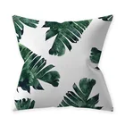 Тропическая односторонняя декоративная искусственная наволочка из полиэстера с зелеными цветочными листьями, диванная подушка, домашняя наволочка