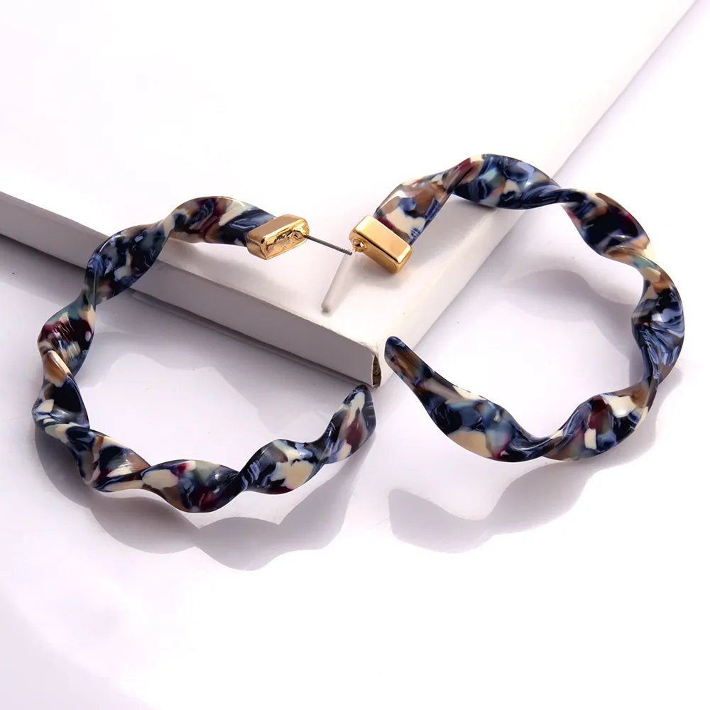 Большие модные богемные акриловые ацетатные серьги кольца для женщин