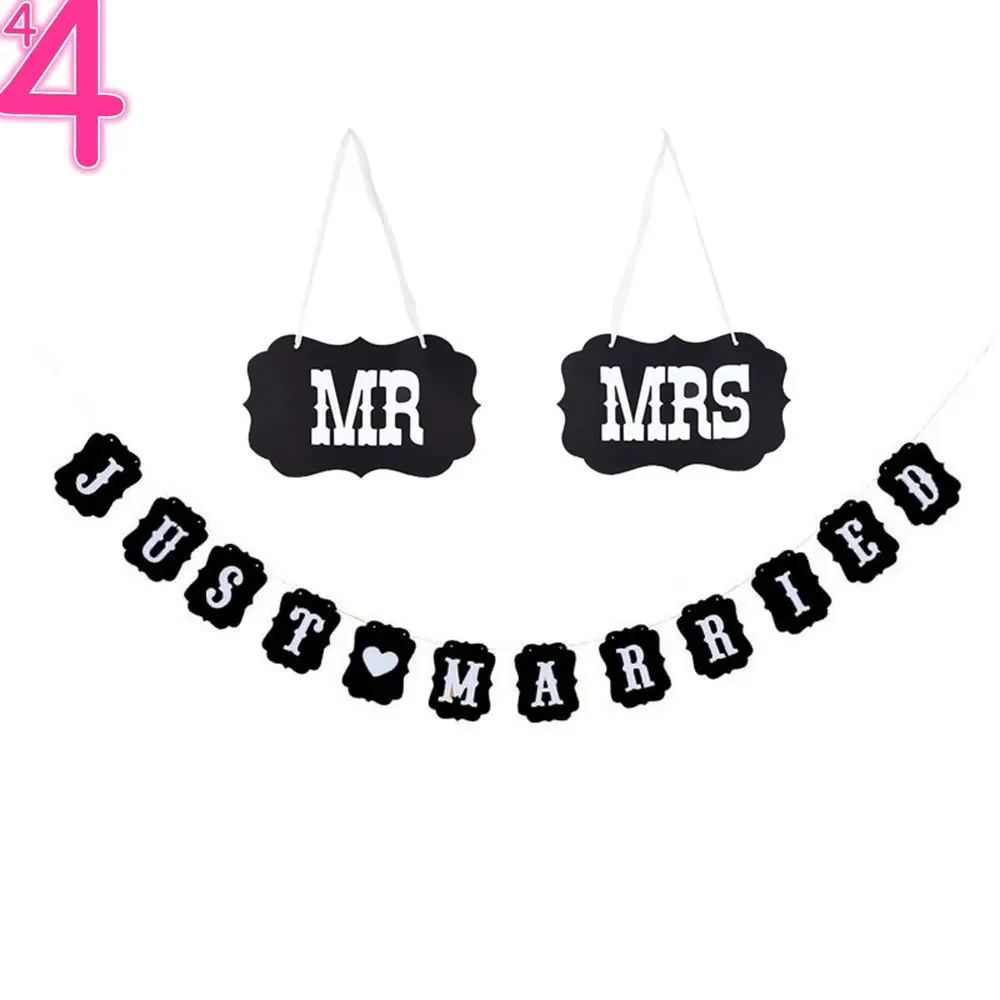 Просто женатые Свадебные баннеры MR &amp MRS подвесные гирлянды винтажные