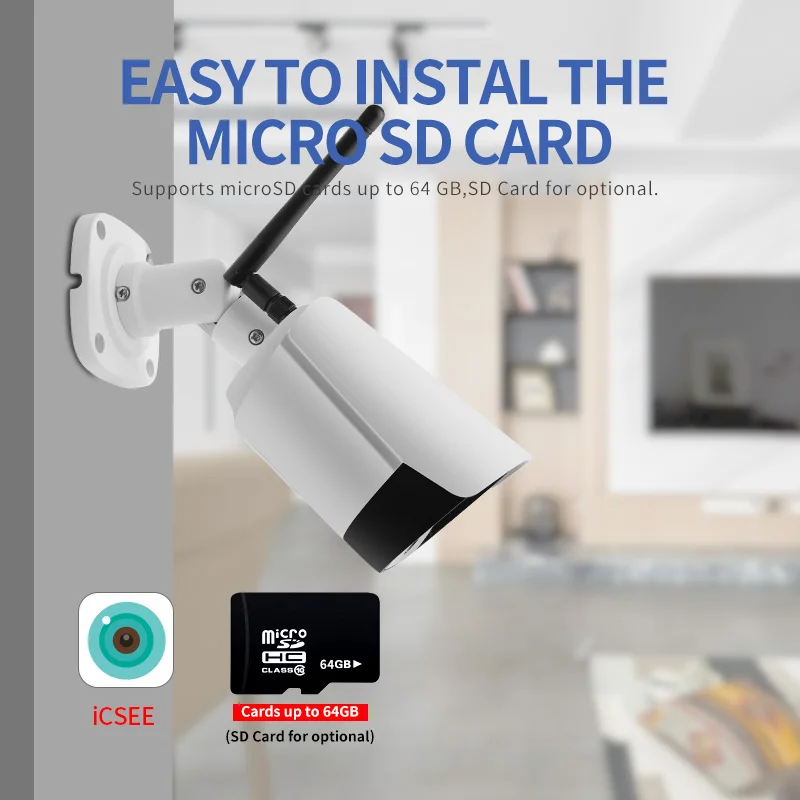 

IP-камера ночного видения HD, 5 Мп, Wi-Fi, ONVIF 1080P, беспроводная, проводная, наружная, двухстороннее аудио, Разъем для карты TF