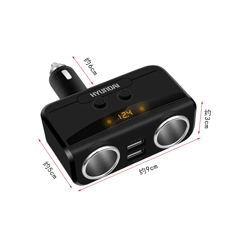 

Modern vehicle-mounted mobile charger Can one cigarette 2 double USB voltage checkout automobile HY - 32