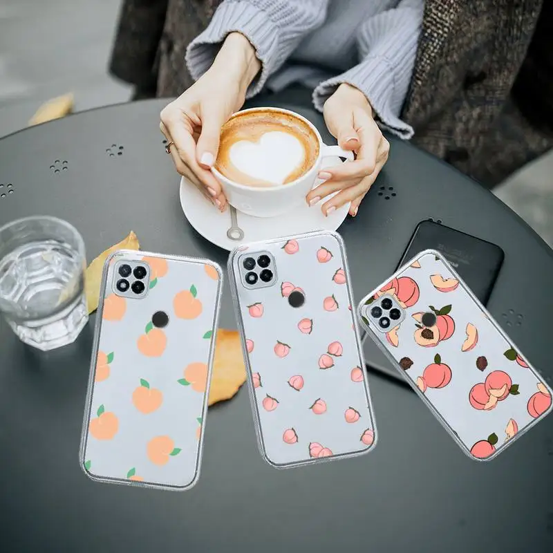 

Peach pink fruit pattern Phone Case Transparent for Xiaomi redmi note 8 9 10 11 t lite pro ultra mix 4 K40