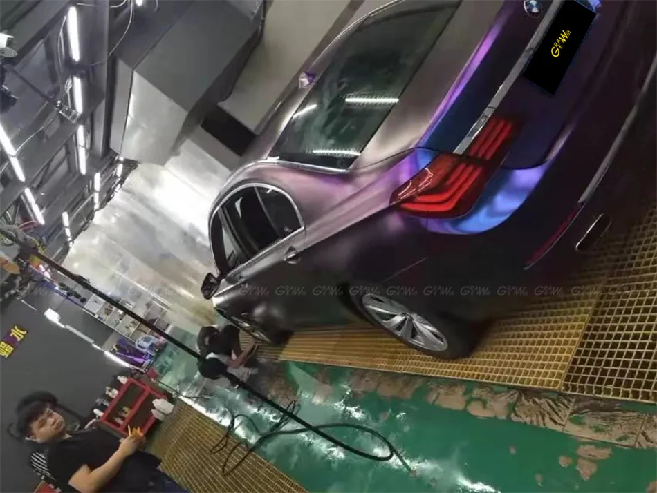 Сатиновая цветная синяя/фиолетовая виниловая пленка Сменное покрытие фольга