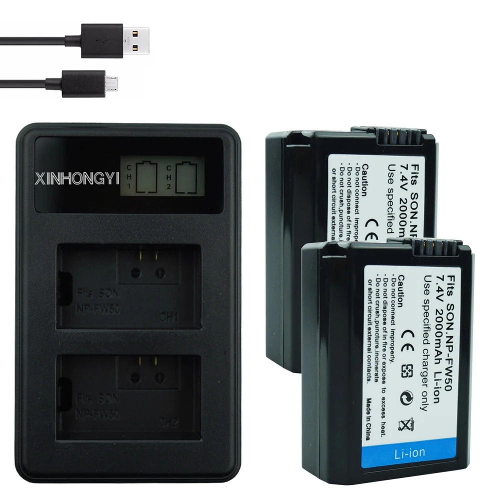 2x NP FW50 батарея bateria + LCD USB двойное зарядное устройство для Sony Alpha a6500 a6300 a6000 a5000 a3000 NEX