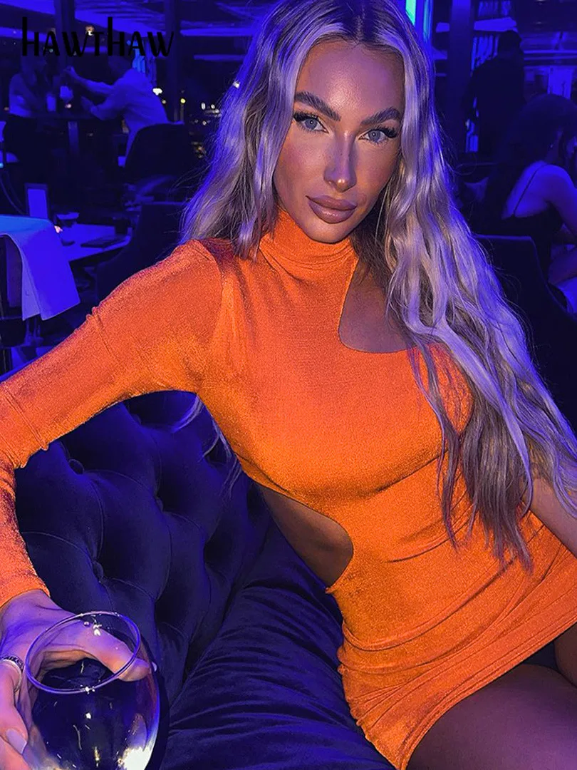 

Женское осенне-зимнее облегающее мини-платье Hawthaw с длинным рукавом для вечерние НКИ клуба, осенняя одежда 2022, оптовая продажа товаров для б...