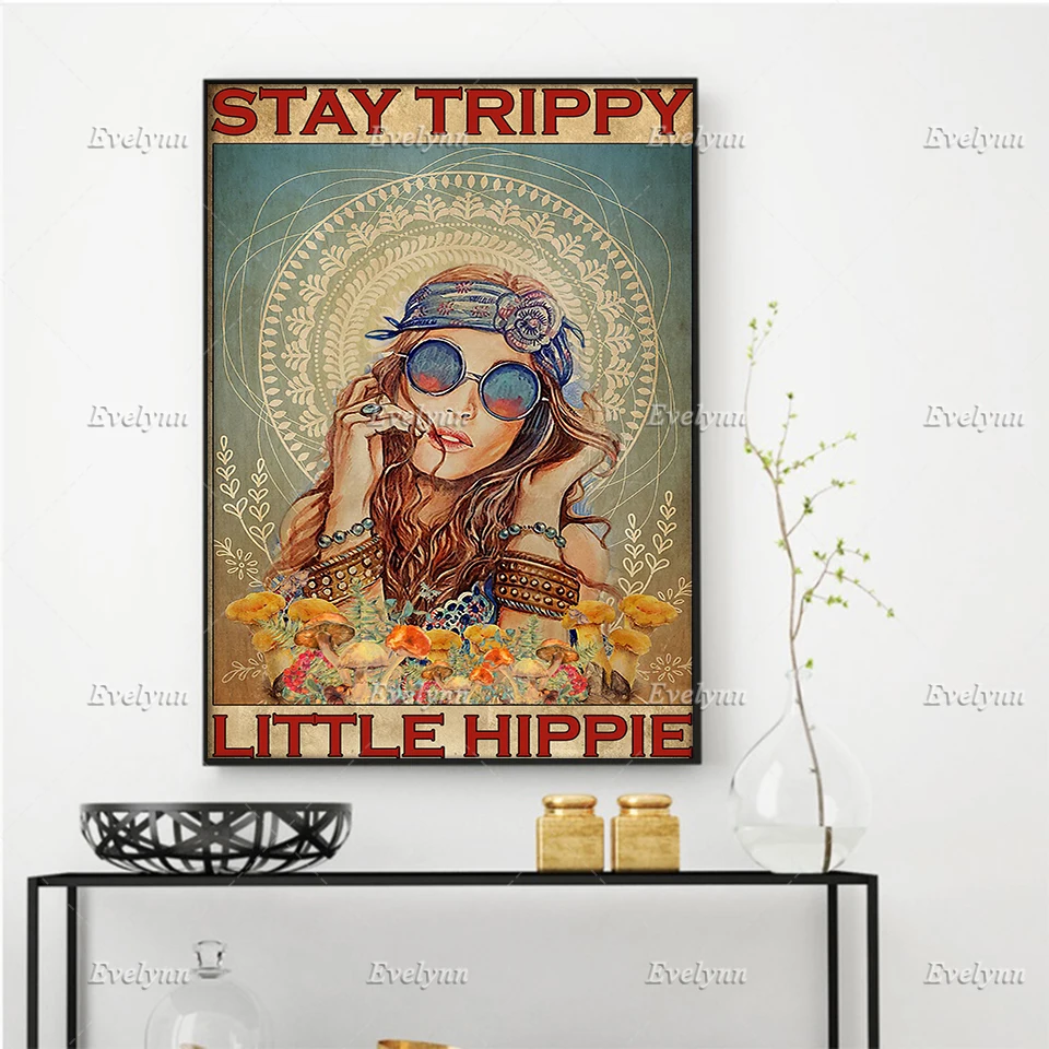 Постер в стиле ретро хиппи Girl Stay Trippy Little Hippie художественные принты на стену для