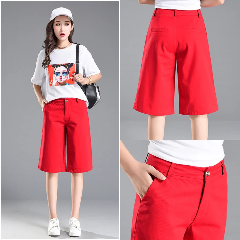 Summer Women Loose Shorts Harajuku Button Shorts Hight Waist Wide Leg Loose Short Summer Female Pockets Korean Style Shorts