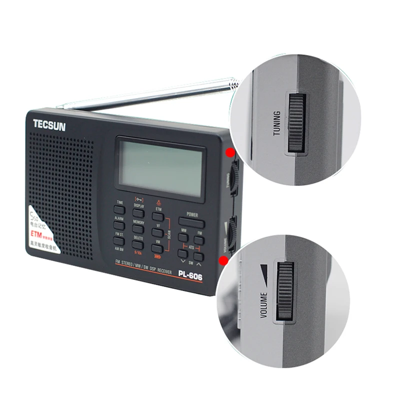 Tecsun PL 606 Digital PLL FM Stereo /LW/SW/MW приемник DSP легкий перезаряжаемый для пожилых
