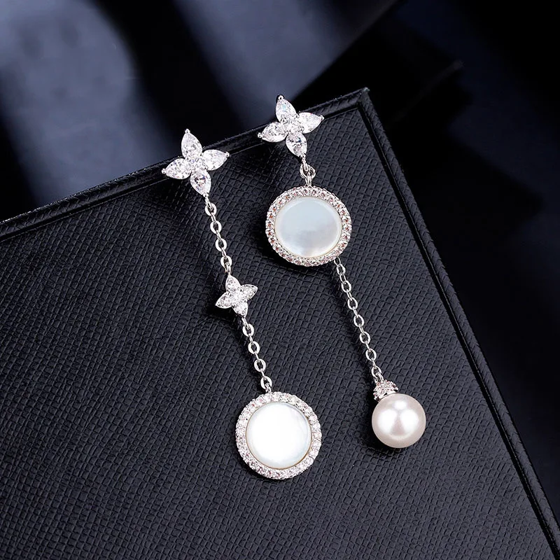 Серьги SWOUR женские новая мода S925 серебро иглы диоксид циркония четыре листа