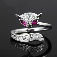 glamour fire fox ring womens 925 silver full diamond open ring jewelry silver gift jewellery wholesale