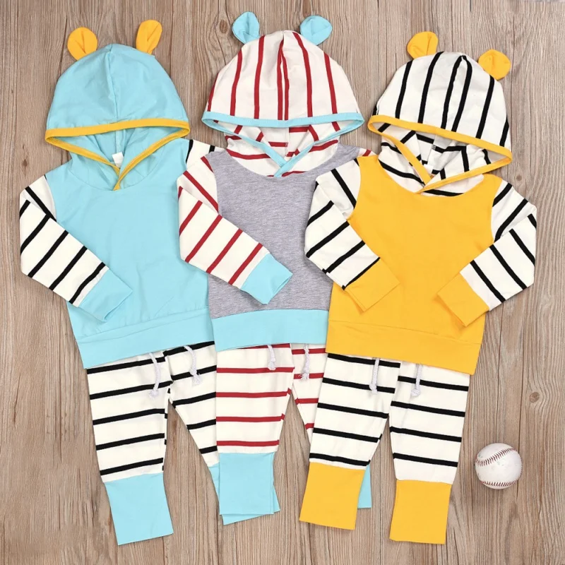 Комплект одежды для маленьких мальчиков Желтая толстовка с капюшоном и длинными