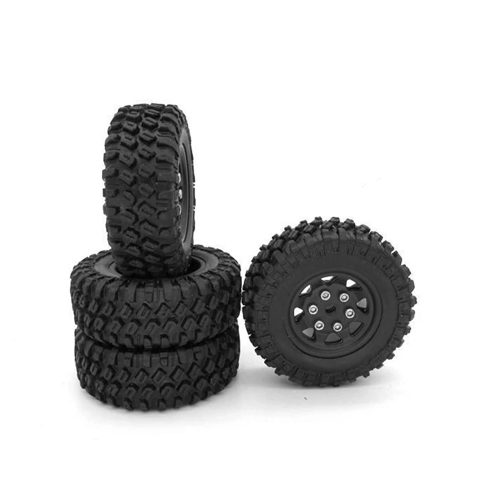 

For Axial SCX24 90081 1/24 RC Crawler Car Upgrade Parts 4PCS 49X18mm Beadlock Wheel Rims Tires Tyre Set Accessories