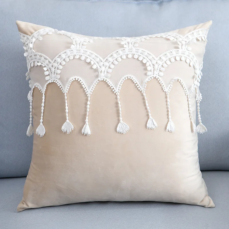 

Beige Yellow Purple Plush Pillow Pink Princess Lace Pillowcase Sofa Princess Room Cushion Bedside Decorative Pillows Decorate