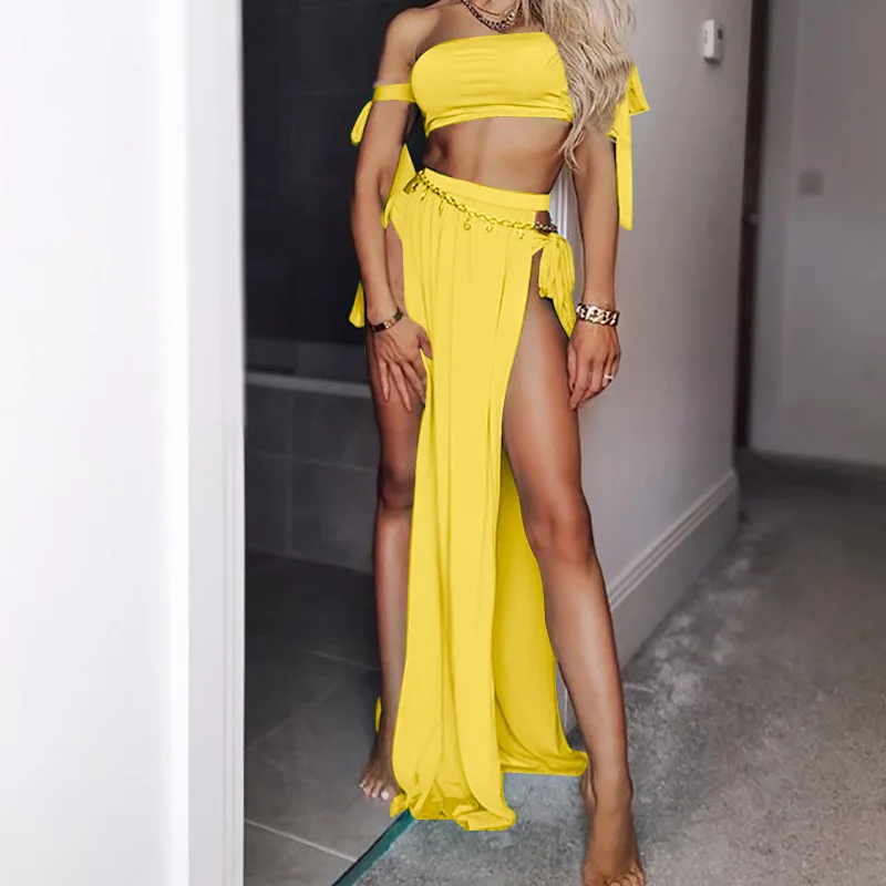 Женский облегающий костюм пляжный комплект из двух предметов укороченный топ и