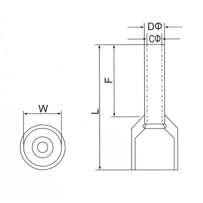 1000pcs/Pack Insulated Cord End Terminal Crimp E0508 1008 1508 7508 2508 Pressure Terminal Ferrules Crimping Terminals Tubular
