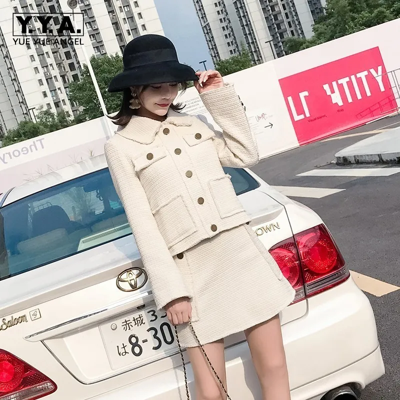 Новая весенняя женская твидовая куртка комплекты из 2 предметов мини юбка с