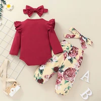 newborn baby printed romper romper trousers suit baby girl clothes pants suit autumn and winter long sleeved cotton bodysuit