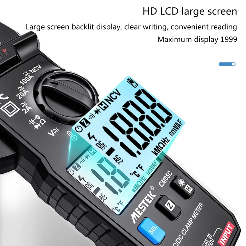 

11UA Digital Clamp Meter Auto-Ranging 2000 Counts Volt Meter AC Amp Meter Measures AC/DC Current AC/DC Voltage Capacitance