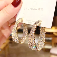 fashion korean earrings for women exquisite luxury shiny crystals stud hoop earrings accessories wholesale jewelry 2021 trend