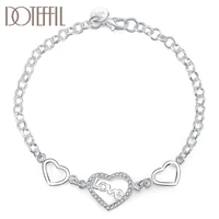 doteffil 925 sterling silver heart to heart aaa zircon bracelet for women wedding engagement party fashion jewelry