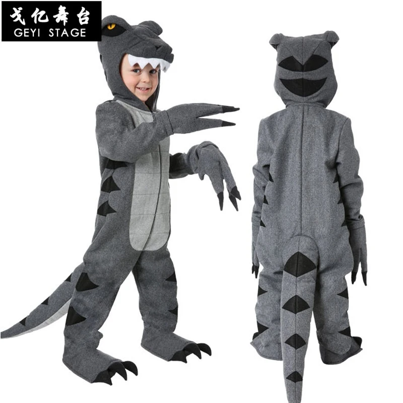 Страшный динозавр ребенок T rex Хэллоуин Косплей Костюм Дети Мягкий и мягкий