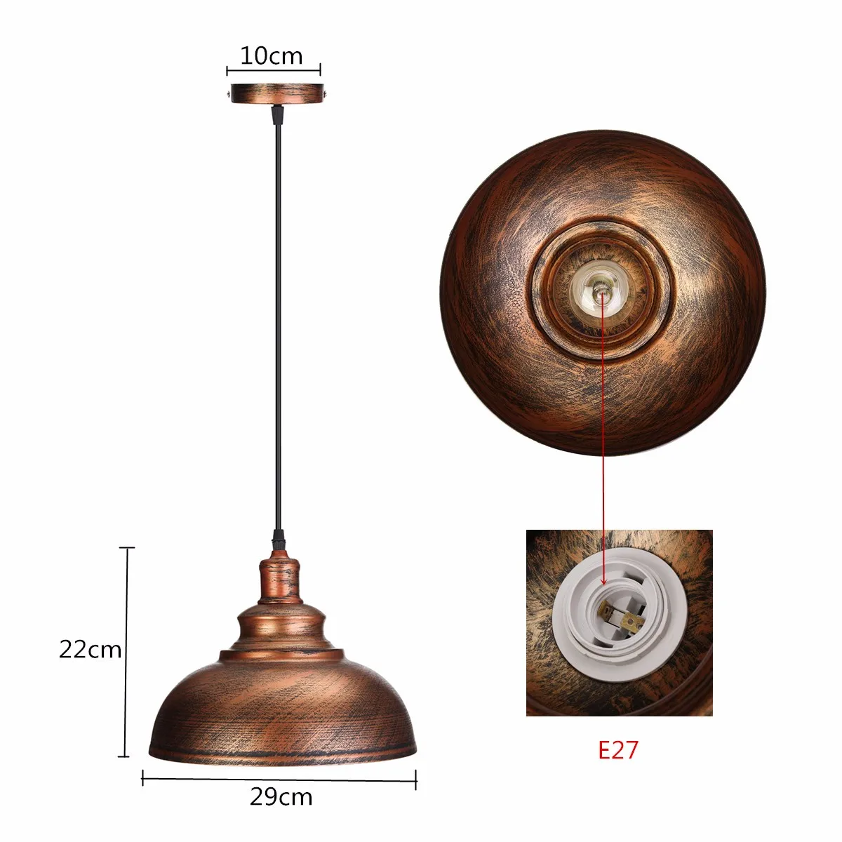 

Vintage Industrial Pendant Light Retro Pendant Lamp Light E27 Holder Iron Restaurant Bar Counter Bookstore Home Decoration