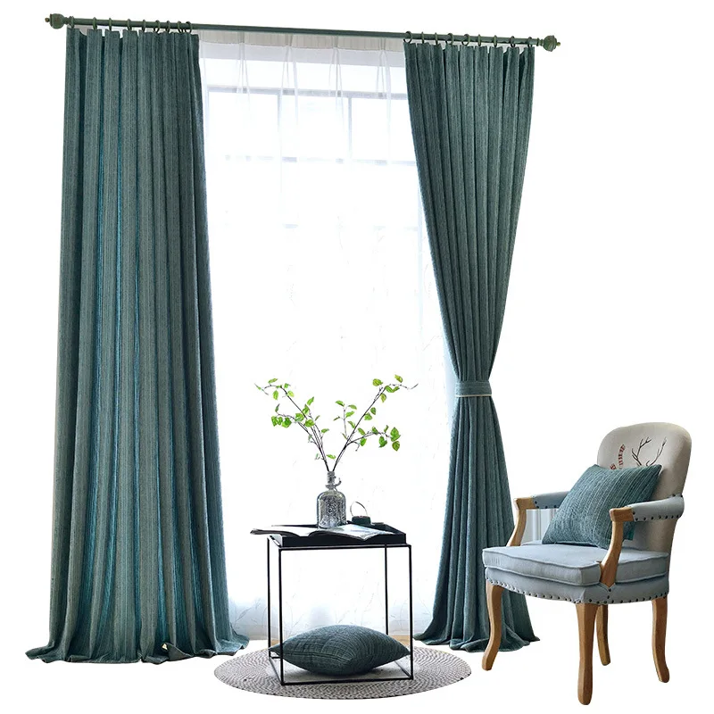 Простой современный балкон чистый цвет Синель полное затенение занавески ткань