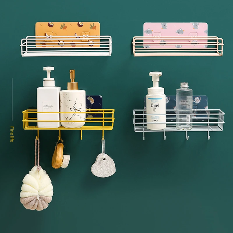 

Bathroom Wrought Iron Storage Shelf Free Punch Wall Mounted Basket Phone Toilet Paper Holder Kitchen Bathroom Shelves Accessory