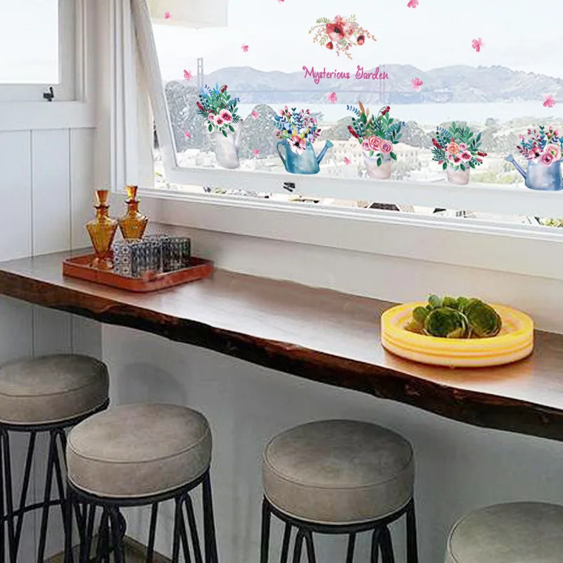 Красивые красочные цветы в горшках наклейки на стену садовые украшения бонсай