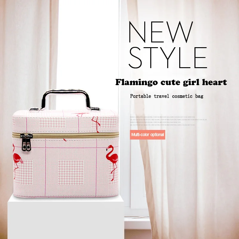 Женская косметичка из ПУ кожи с фламинго|Наборы инструментов для макияжа| |