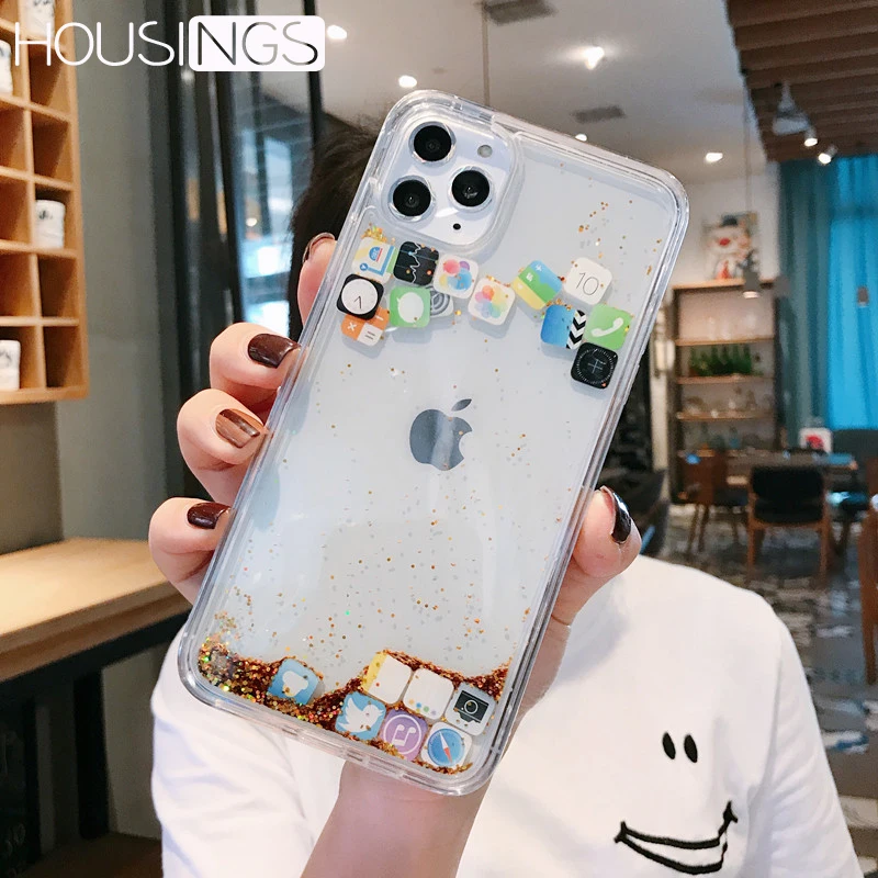 Capa App Quicksand Cute Case For iPhone 7 7Plus 8 8Plus X XS MAX XR Back Water Cover Soft Glitter Protective Apple 6 6s Plus |