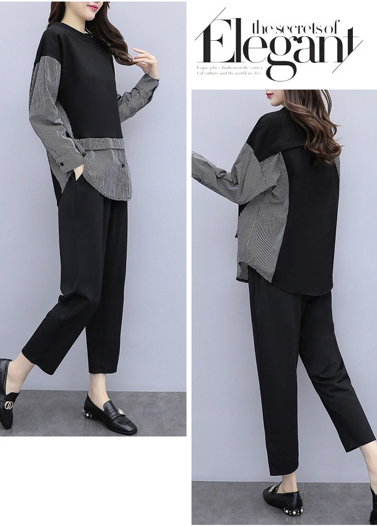 YICIYA, плюс размер, большой, 4xl, 5xl, Женский комплект 2 шт., наряд, спортивный костюм, спортивная одежда, комплект из топа и штанов, костюмы, весна